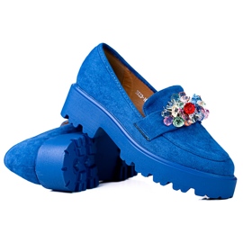 Mocasines de mujer en la plataforma Vinceza con decoración azul