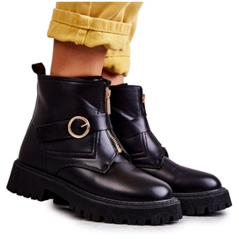 FD1 Botas Calientes Piel Negras Con Cremallera Verina negro