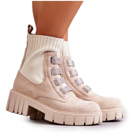 PS1 Botas tipo calcetín sin cordones de ante beige Hope