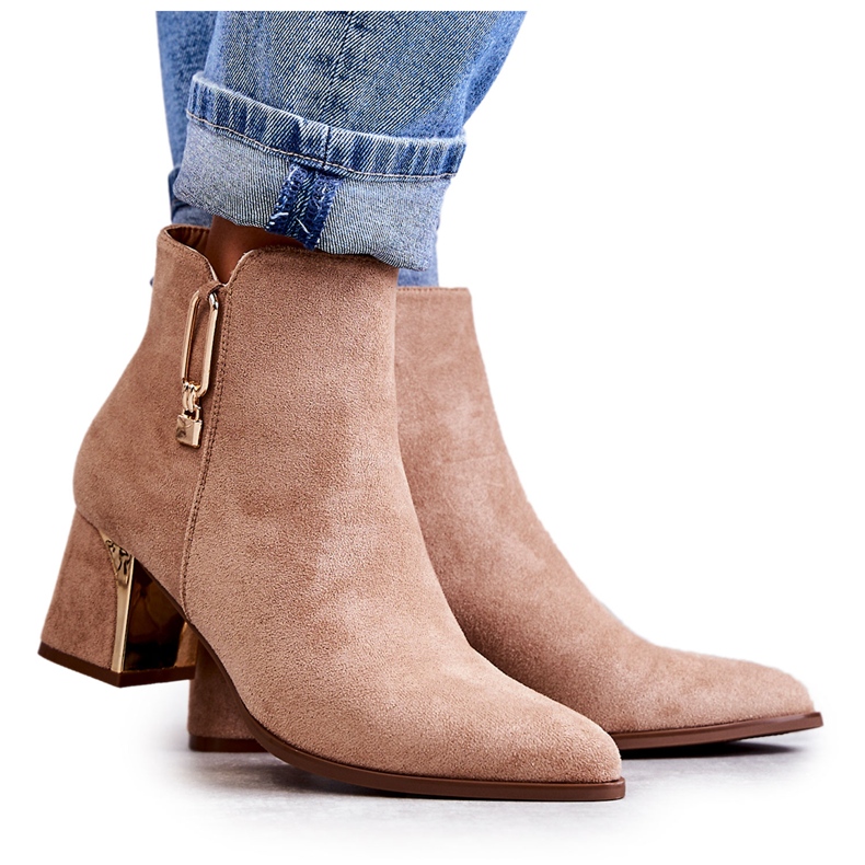 PS1 Botas de ante sobre poste con decoración Erine beige