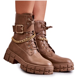 PG1 Botas de trabajadores de moda con cadena marrón Solesso