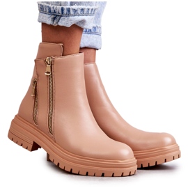 PG1 Botas Mujer Piel Con Cremallera Beige Navarra