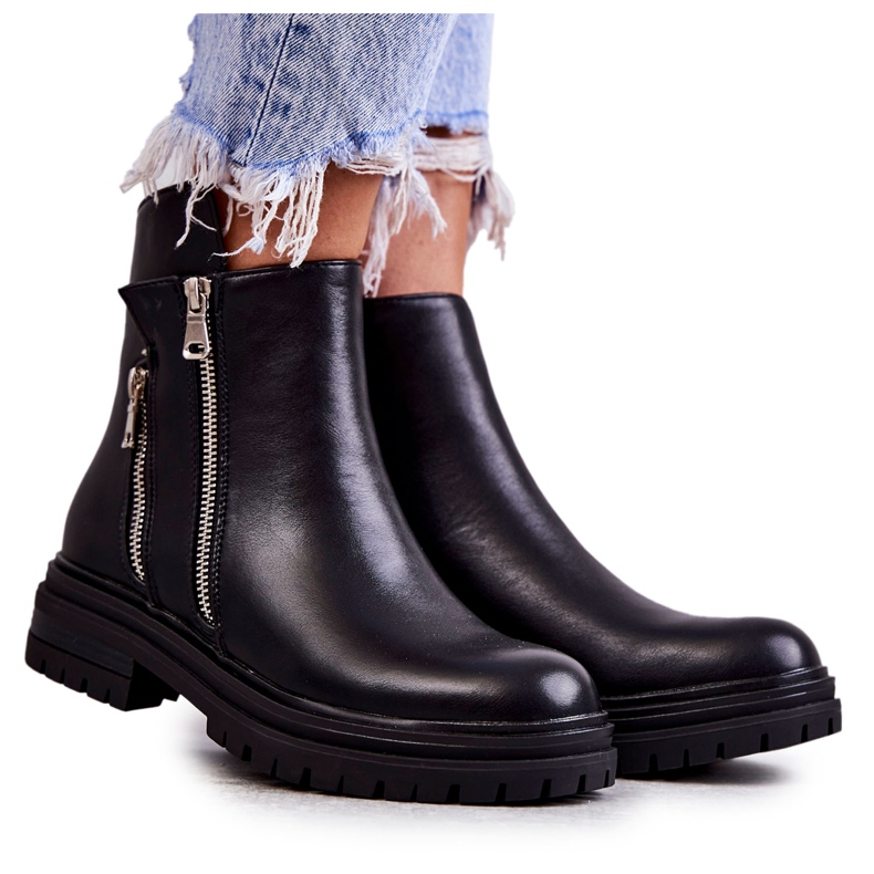PG1 Botas Mujer Piel Con Cremallera Negra Navarra negro