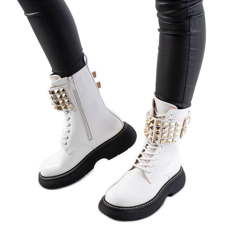 Botas blancas con tachuelas Lacer blanco Botas blancas con tachuelas Lacer blanco