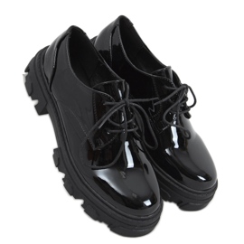 PA1 mocasines con cordones Tekla Black Shing negro