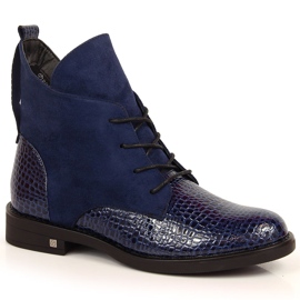 Botas de mujer con aislamiento de cocodrilo azul marino Potocki