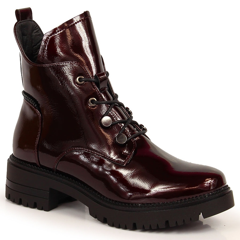 Zapatos de mujer, barnizados, burdeos, Potocki rojo