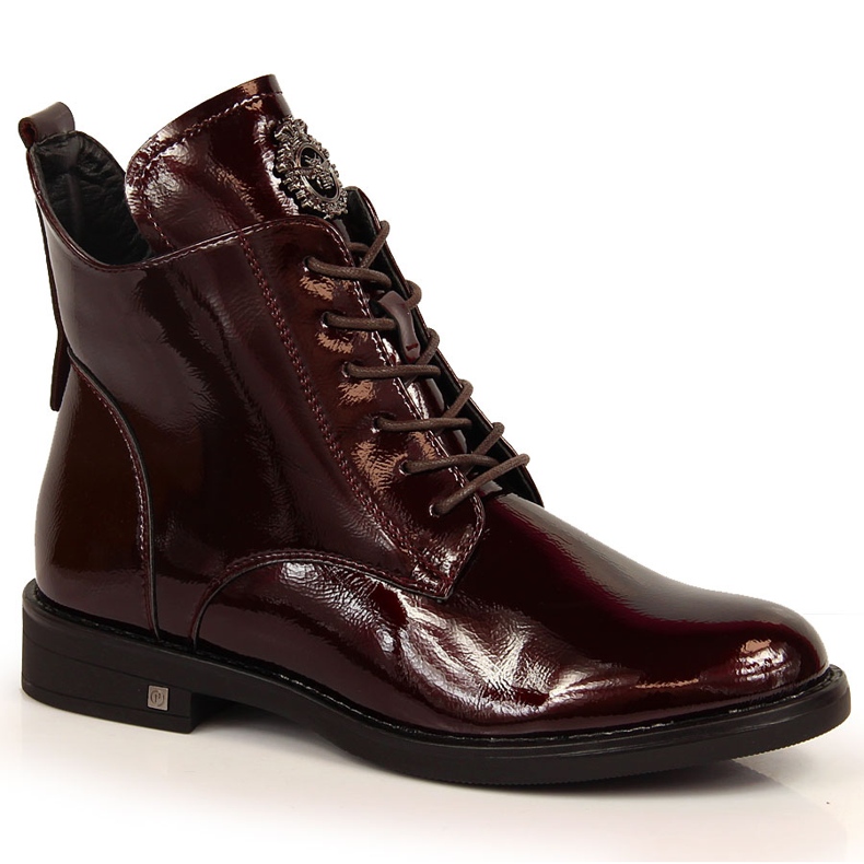 Zapatos de mujer, barnizados, burdeos, Potocki rojo