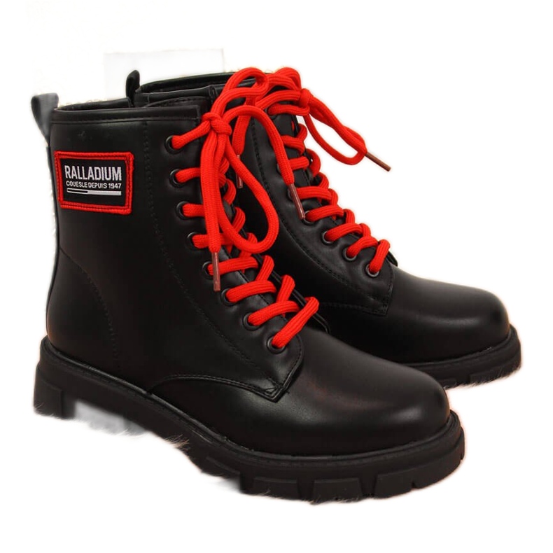 S.Barski Botas negras con aislamiento para niñas de S. Bararski negro rojo