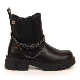 Botas negras Vinceza para niña con cadena negro