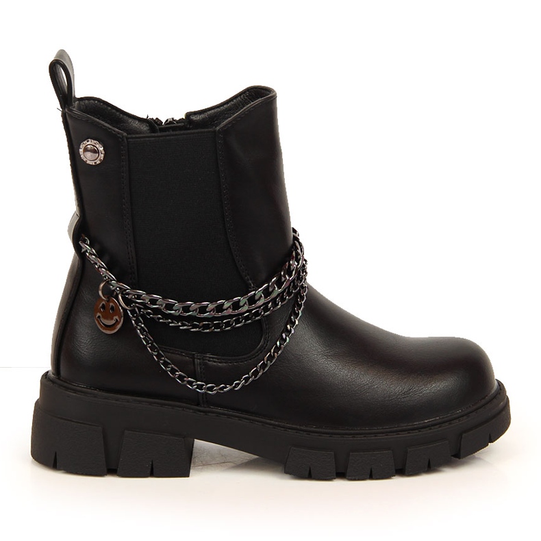 Botas negras Vinceza para niña con cadena negro