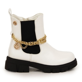Botines Jodhpur de niña con cadena, blanco Vinceza Botines Jodhpur de niña con cadena, blanco Vinceza