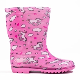 Botas de agua altas de niña con estampado rosa rosado