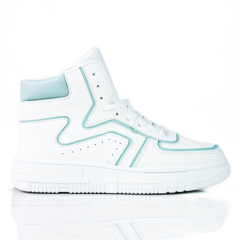 Deportivas de mujer High Shelovet fabricadas en piel ecológica blanca y verde blanco