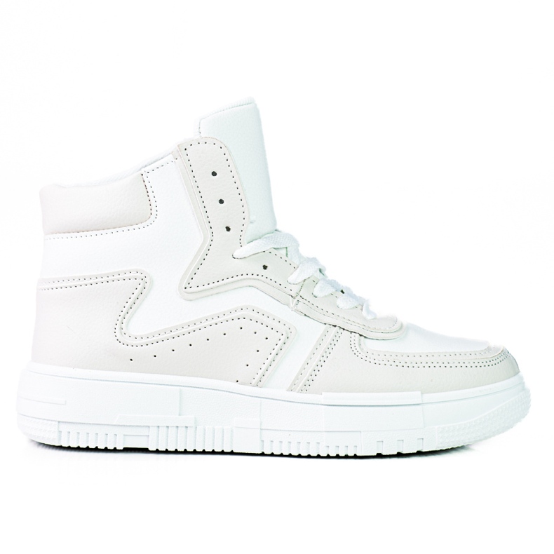 Deportivas de mujer High Shelovet fabricadas en piel ecológica de color blanco y gris.