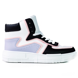 Deportivas altas Shelovet para mujer fabricadas en piel ecológica en blanco y negro multicolor