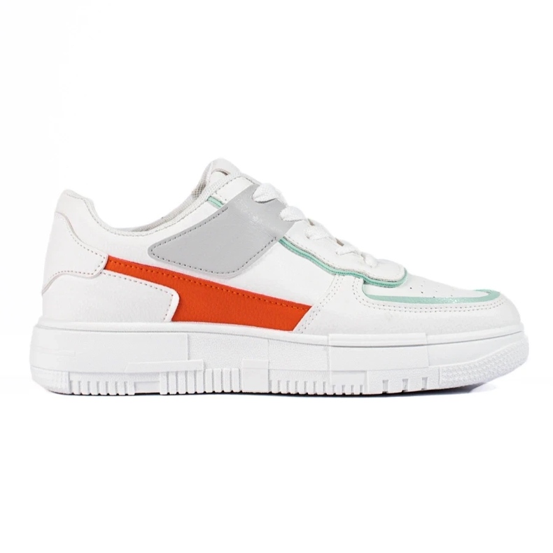 Zapatillas deportivas de mujer con cordones y plataforma en ecopiel, blanco