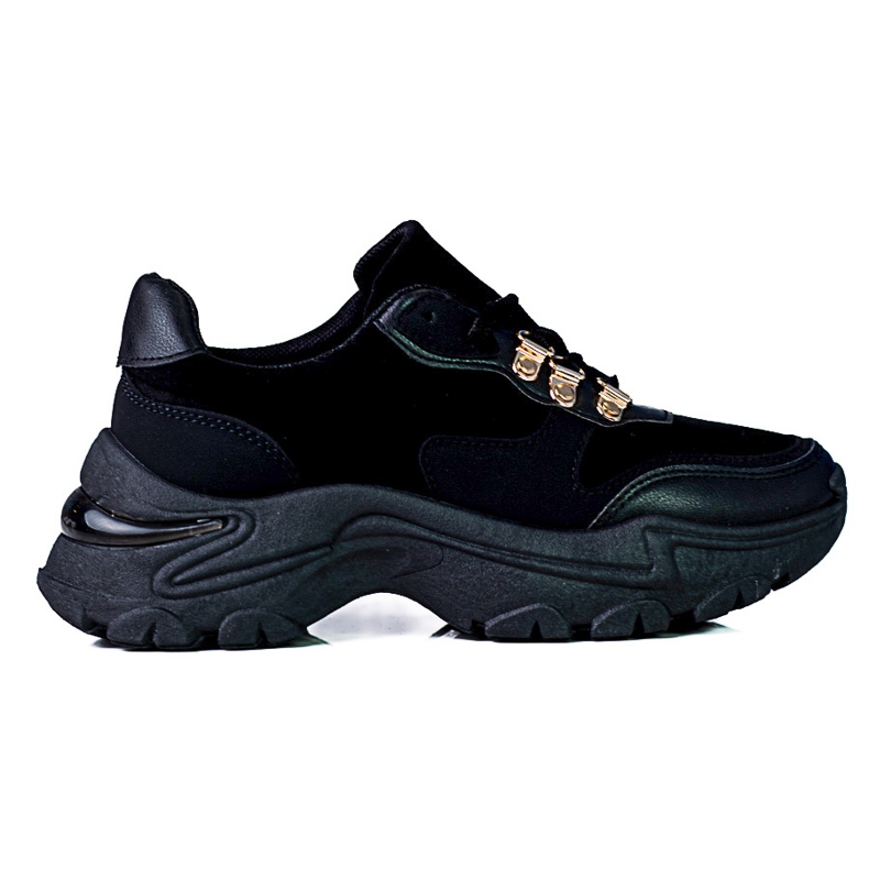 Zapatillas deportivas de mujer con suela gruesa Shelovet negra. negro