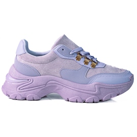 Zapatillas de deporte de mujer con suela gruesa de color púrpura Shelovet.