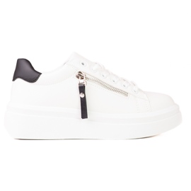 Deportivas de mujer Shelovet blancas con cremallera decorativa blanco