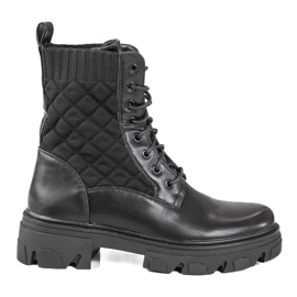 Bolsos negros acolchados de mujer con cordones Shelovet