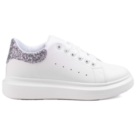 Zapatillas de mujer Shelovet blancas sobre plataforma blanca blanco