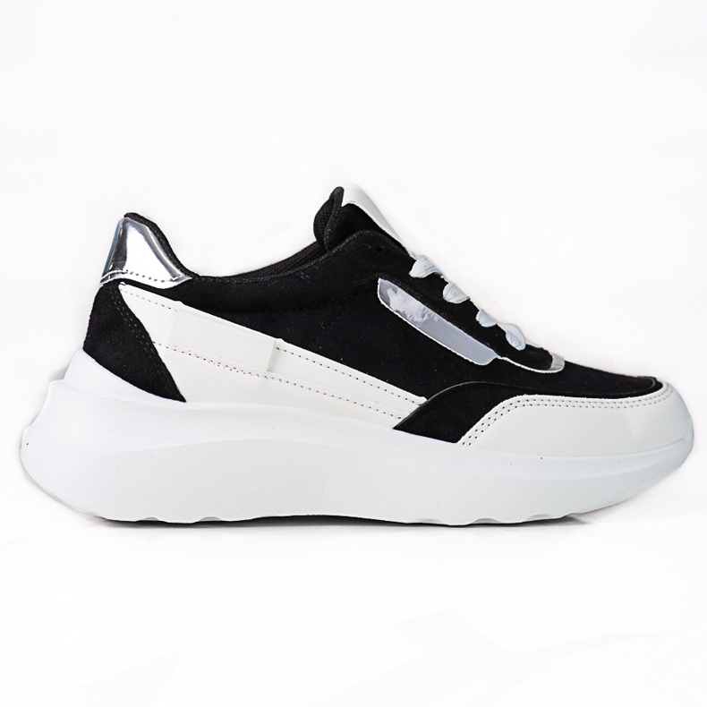 Shelovet sneakers con cordones en blanco y negro para mujer