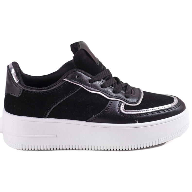 Zapatillas negras con cordones para mujer en una plataforma Shelovet alta negro