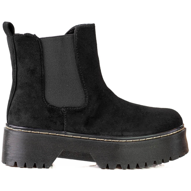Botines Chelsea de mujer negros con plataforma Shelovet fabricados en ante ecológico