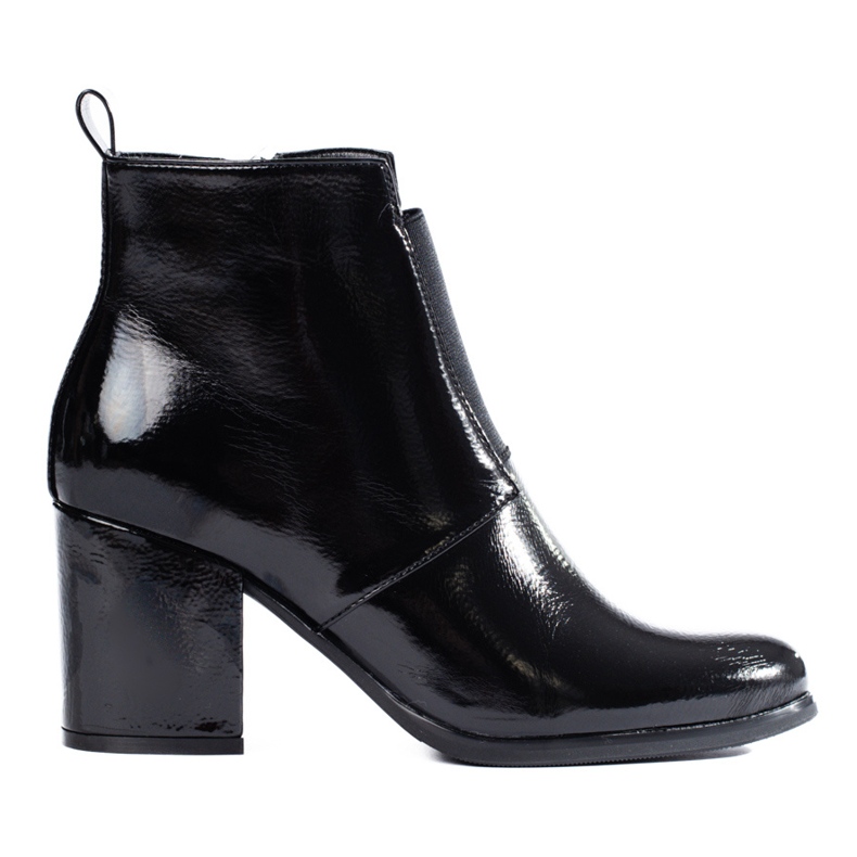 Botas de mujer lacadas en negro con elástico Shelovet en el poste