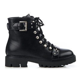 Botas bajas de mujer Shelovet con ribete de corsé negro Botas bajas de mujer Shelovet con ribete de corsé negro