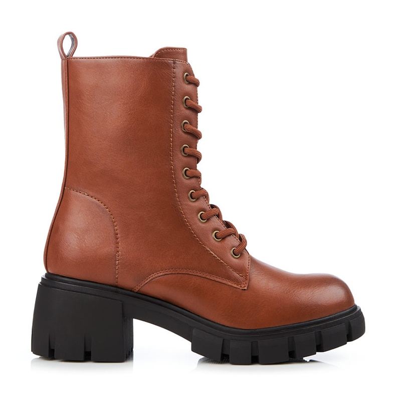 Botas clásicas marrones Shelovet con cordones y tacones altos marrón