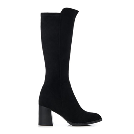 Botas Shelovet de mujer en color negro fabricadas en ante ecológico