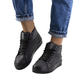Zapatillas cálidas en la cuña Big Star II274147 negro