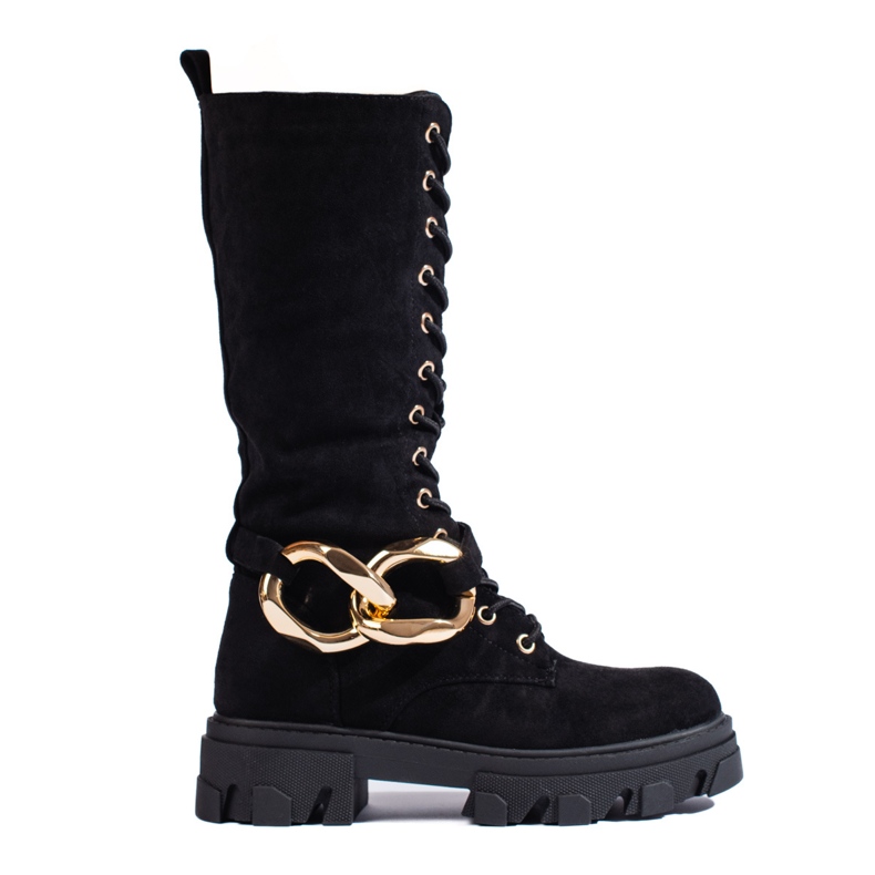 Botas de ante con cordones para mujer Shelovet negro