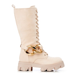 Botas de ante con cordones para mujer Shelovet beige