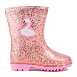 Botas de agua High Glitter Shelovet para niñas, rosa claro