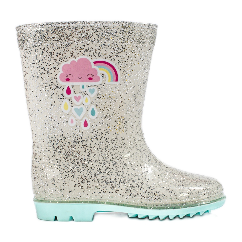 Botas de agua plateadas Shelovet High Glitter para niña plata