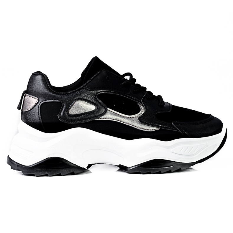 Zapatillas con cordones Shelovet para mujer en una plataforma alta en blanco y negro
