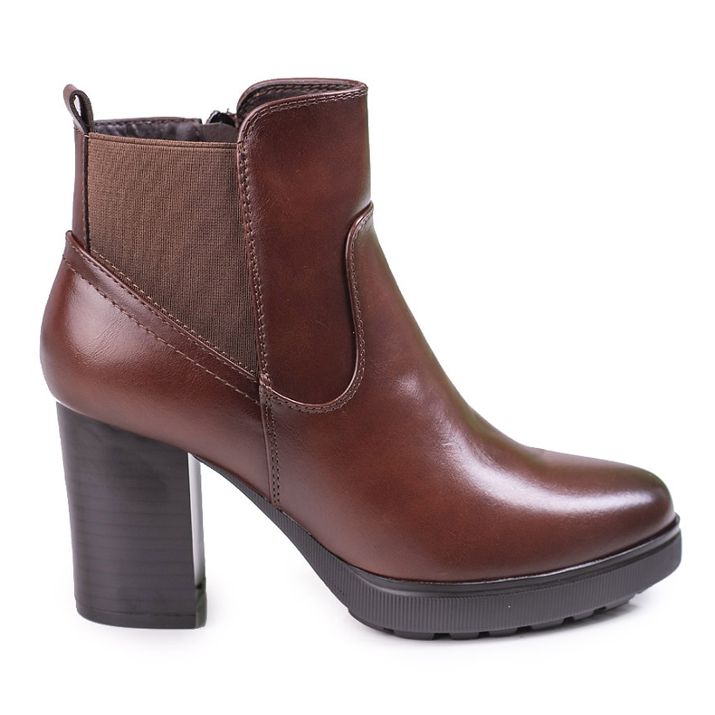 Botines Chelsea marrones de mujer en un poste Shelovet alto marrón