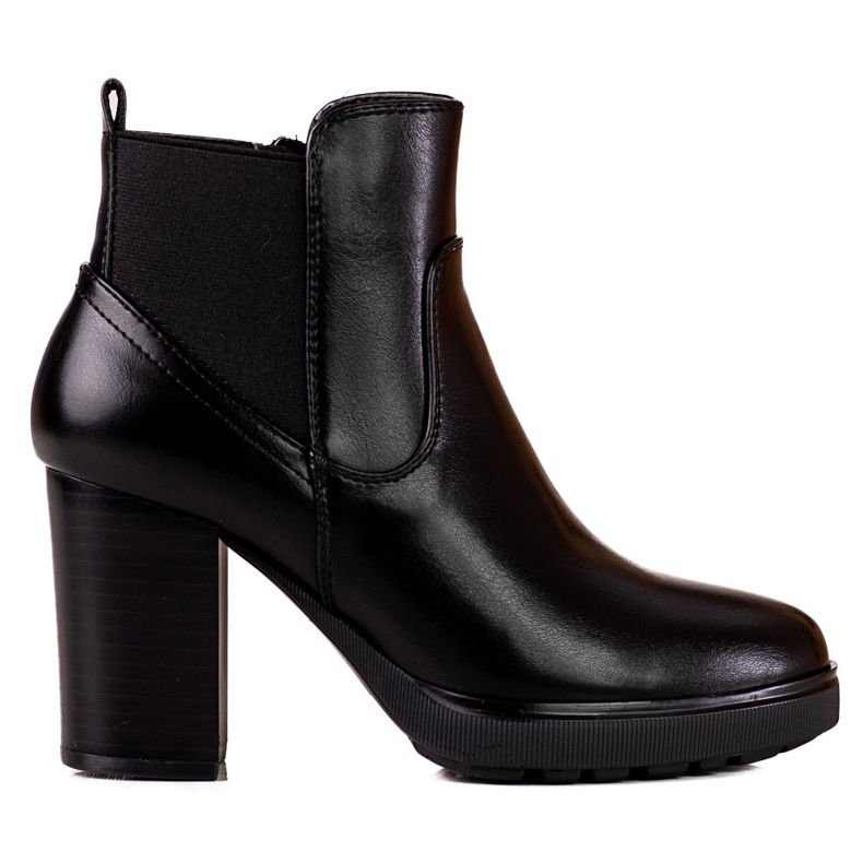 Botines Chelsea negros de mujer en un poste Shelovet alto