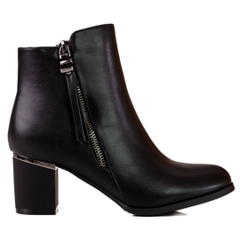 Botas negras de mujer con tacón bajo Shelovet con cremallera decorativa negro