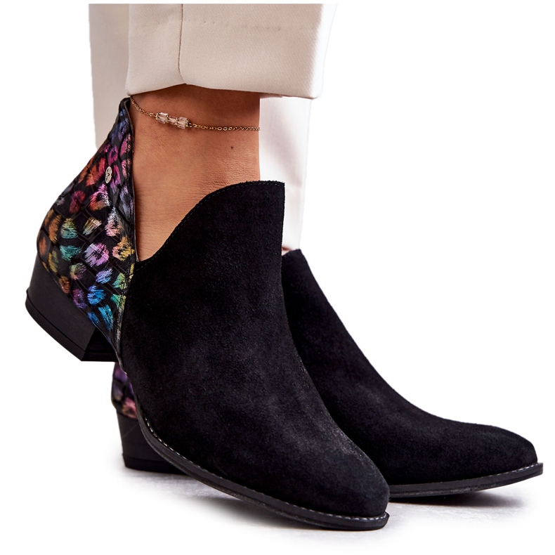 Botas de cuero Maciejka con motas 04091-39 Negro multicolor