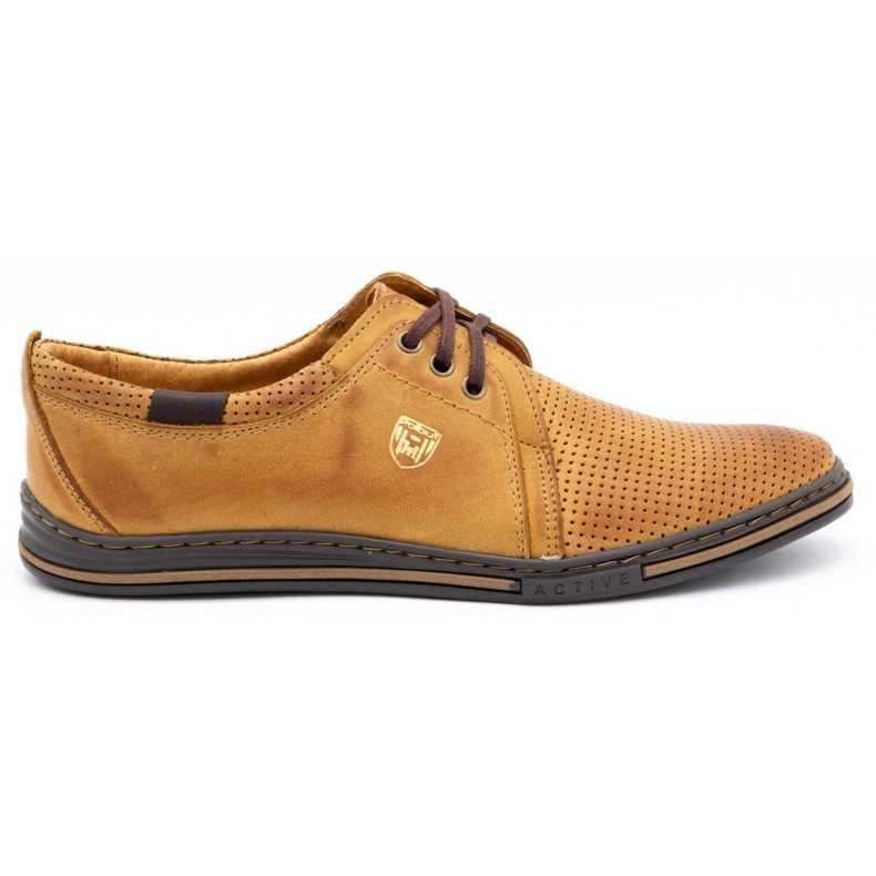 Polbut Zapatos de cuero para hombre 343 perforación rojo beige