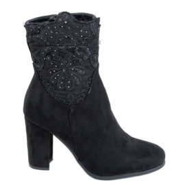Botines de tacón con puntilla de Esmeralda Black negro