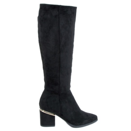 Botas de tacón negro jaspeado