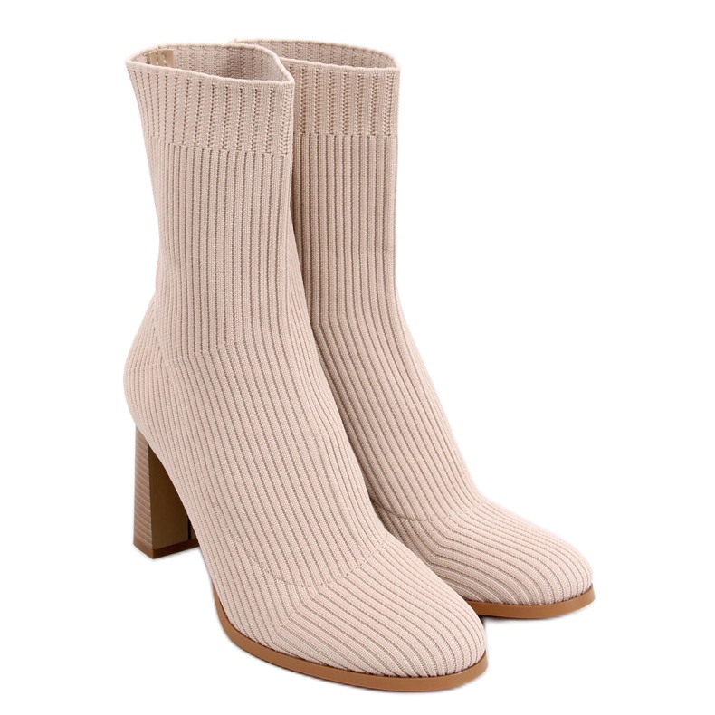 Botas estilo calcetín con tacón de Hermione Taupe beige