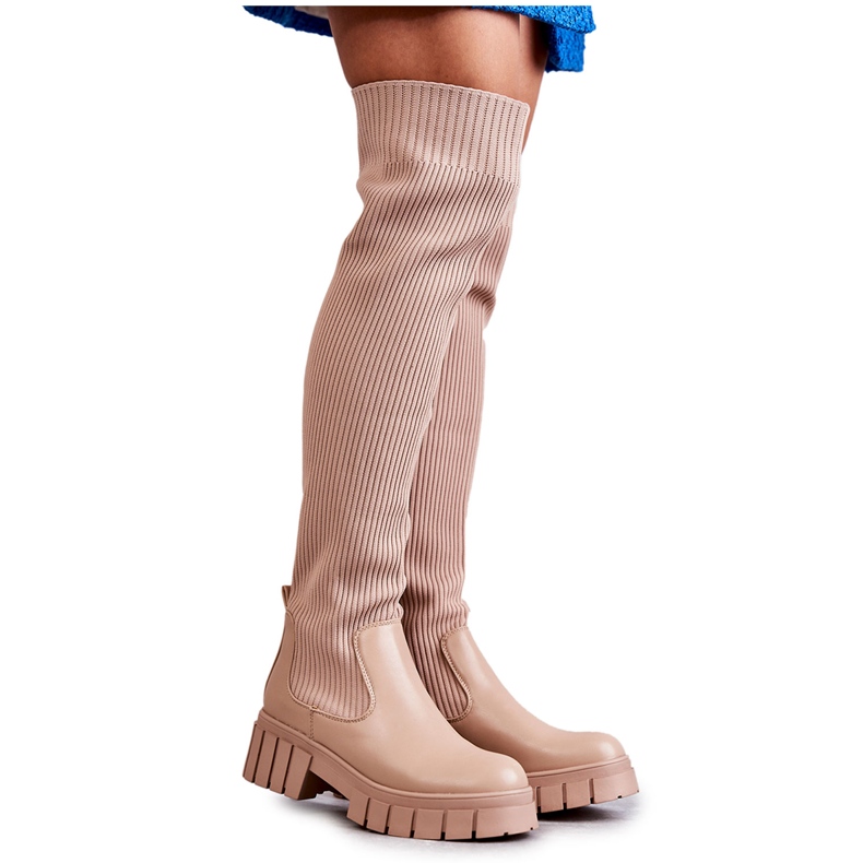 Botas Altas Mujer Beige Austin Workers Botas Altas Mujer Beige Austin Workers