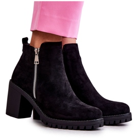Botas De Ante Con Tacón Alto Con Cremallera Negro Sevione