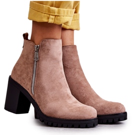 PG1 Botas De Ante Tacón Alto Con Cremallera Beige Sevione